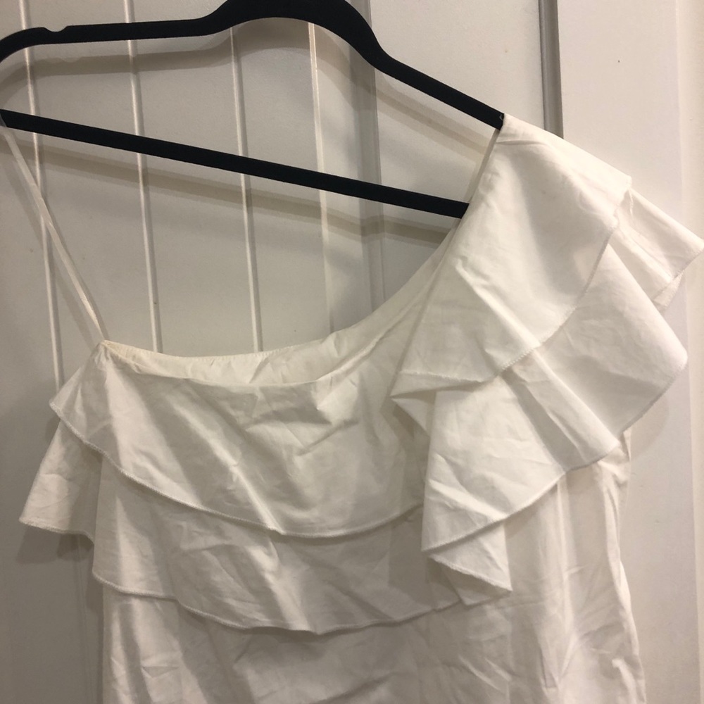 ASOS White Ruffle One Sleeve Dress - Picture 2 of 4